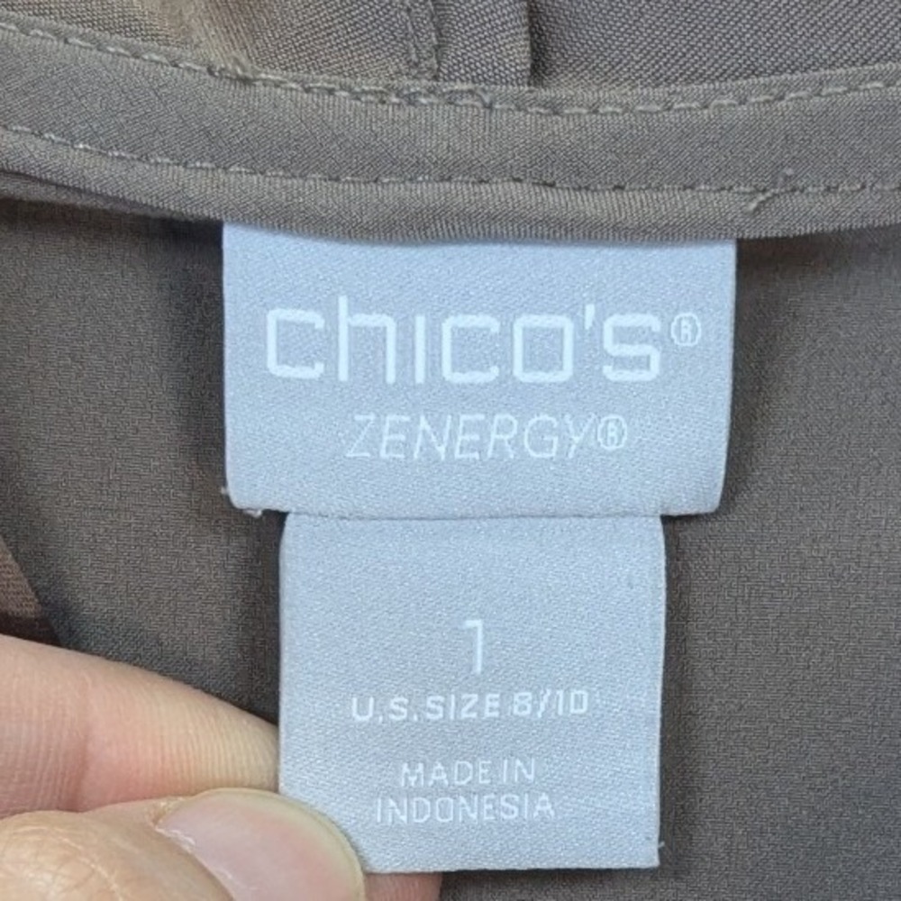 Chicos Zenergy Womens Athleisure Quiet Luxury Hoodie Jacket Medium Brown Neutral - Picture 2 of 9